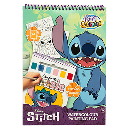Libro de acuarelas Stitch Disney con pincel