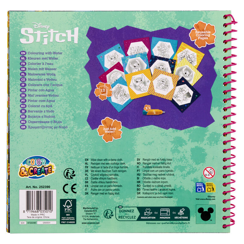Libro mágico Stitch Disney para pintar con agua con páginas reutilizables - 4