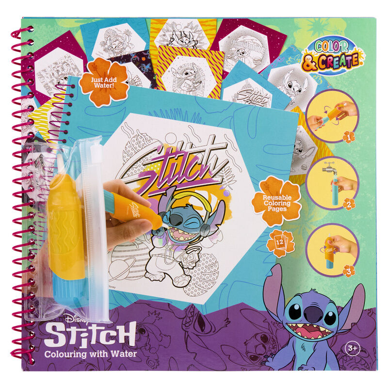 Libro mágico Stitch Disney para pintar con agua con páginas reutilizables