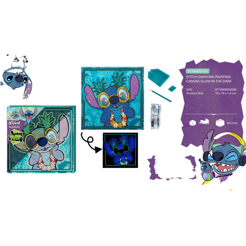 Pinta con diamantes de Stitch Disney con diseño floral multicolor - 2