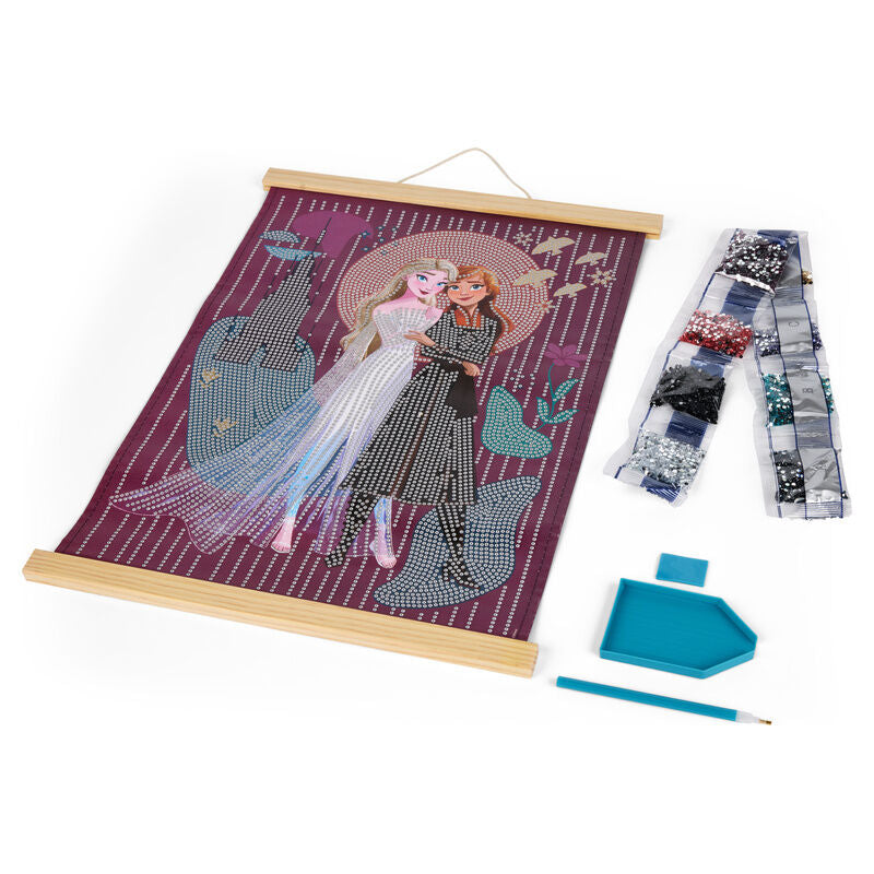Marco de madera Frozen Disney para pintar con diamantes con Elsa y Anna - 2