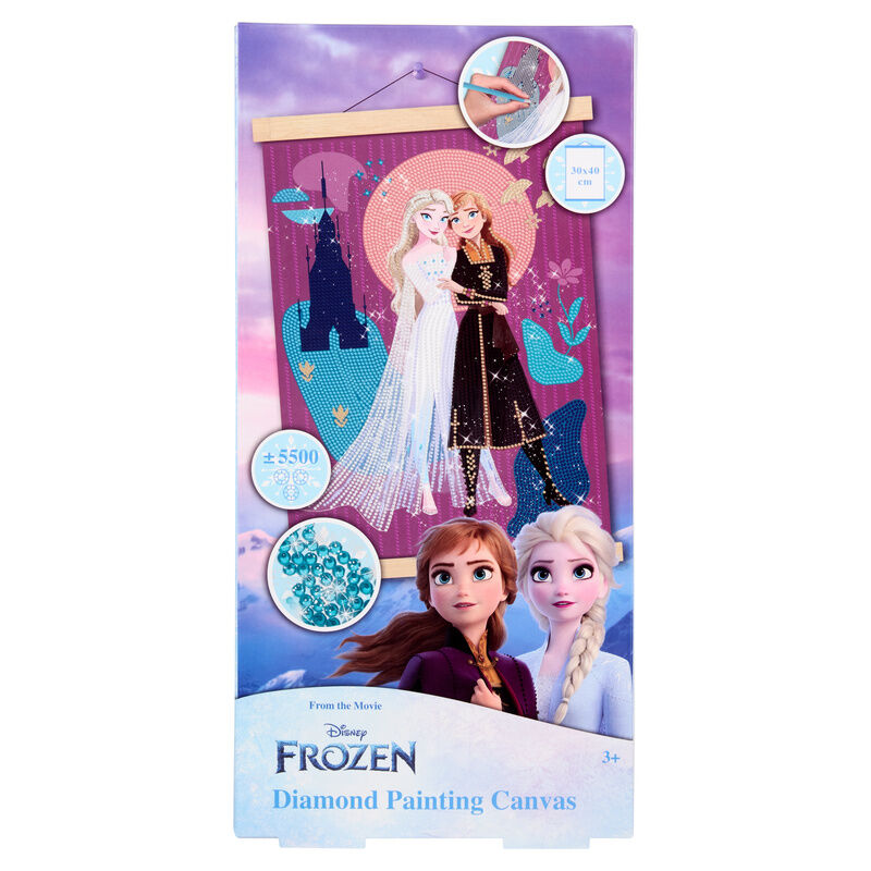 Marco de madera Frozen Disney para pintar con diamantes con Elsa y Anna