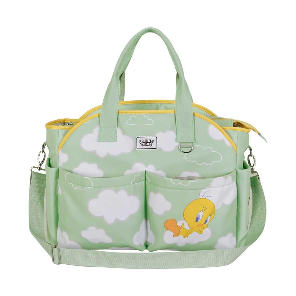 Bolso de maternidad verde Clouds con Piolín Tweety