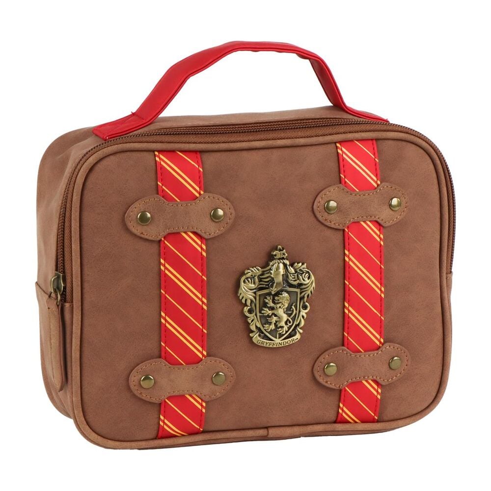 Neceser de viaje marrón de Gryffindor Harry Potter con detalles rojos y dorados
