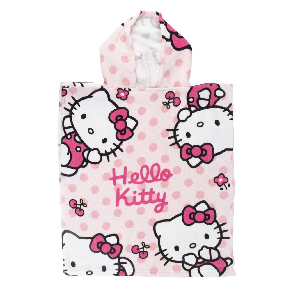 Poncho toalla rosa de microfibra Hello Kitty con capucha