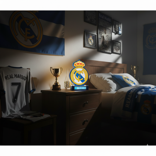 Lámpara despertador 3D del Real Madrid con pantalla digital - 2