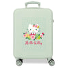 Maleta trolley ABS floral de Hello Kitty en verde claro