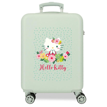 Maleta trolley ABS floral de Hello Kitty en verde claro