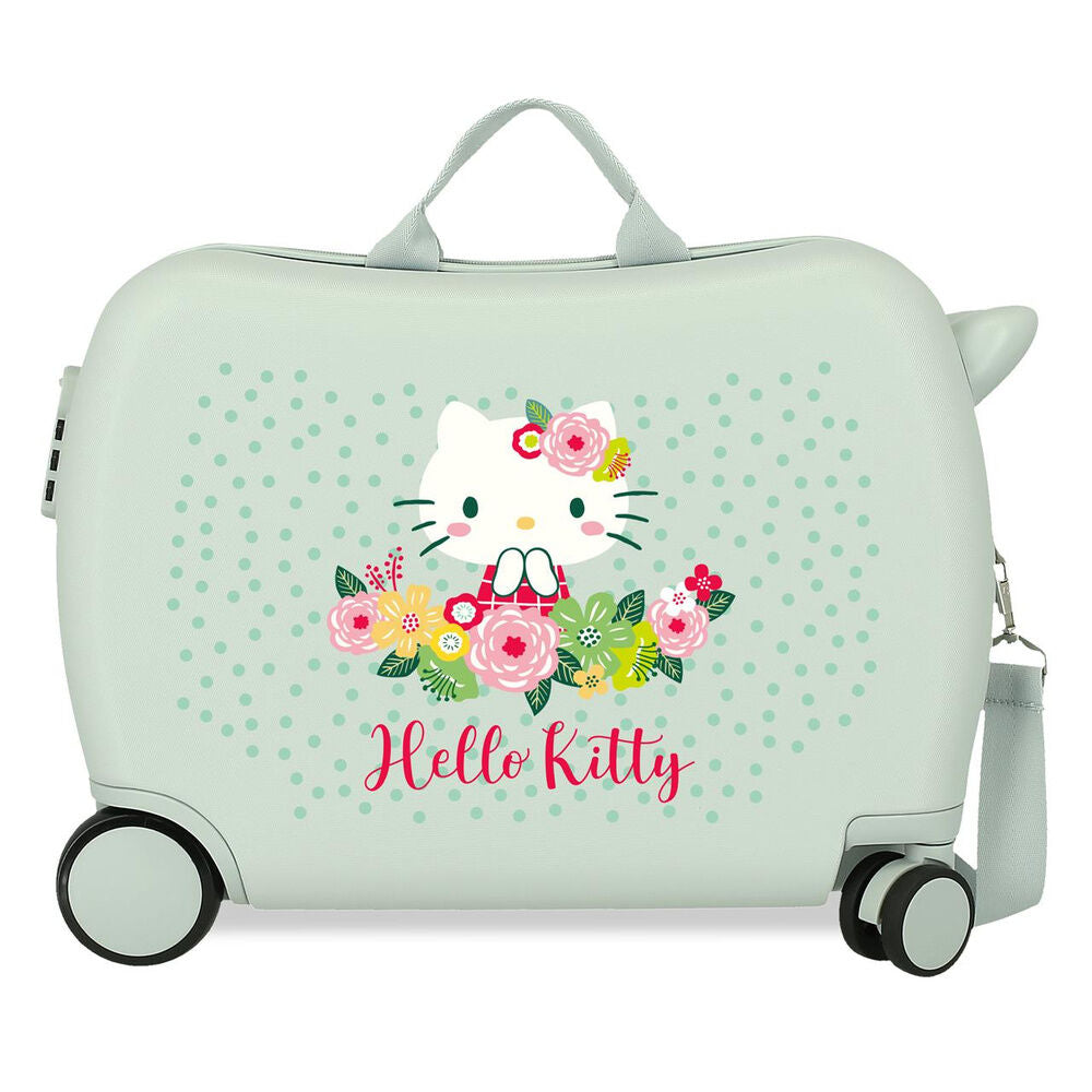 Maleta trolley rígida Hello Kitty floral de 50 cm en verde menta