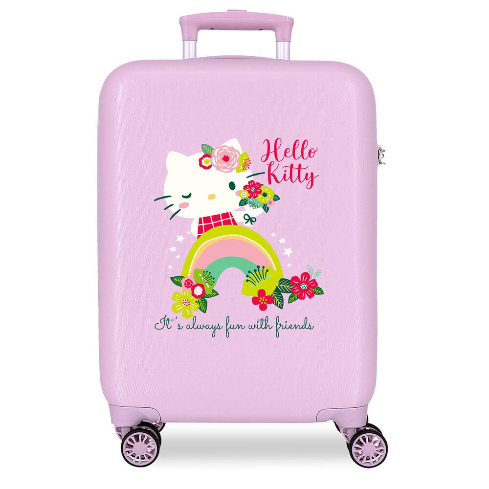 Maleta trolley rosa Hello Kitty de 55 cm con cuatro ruedas dobles