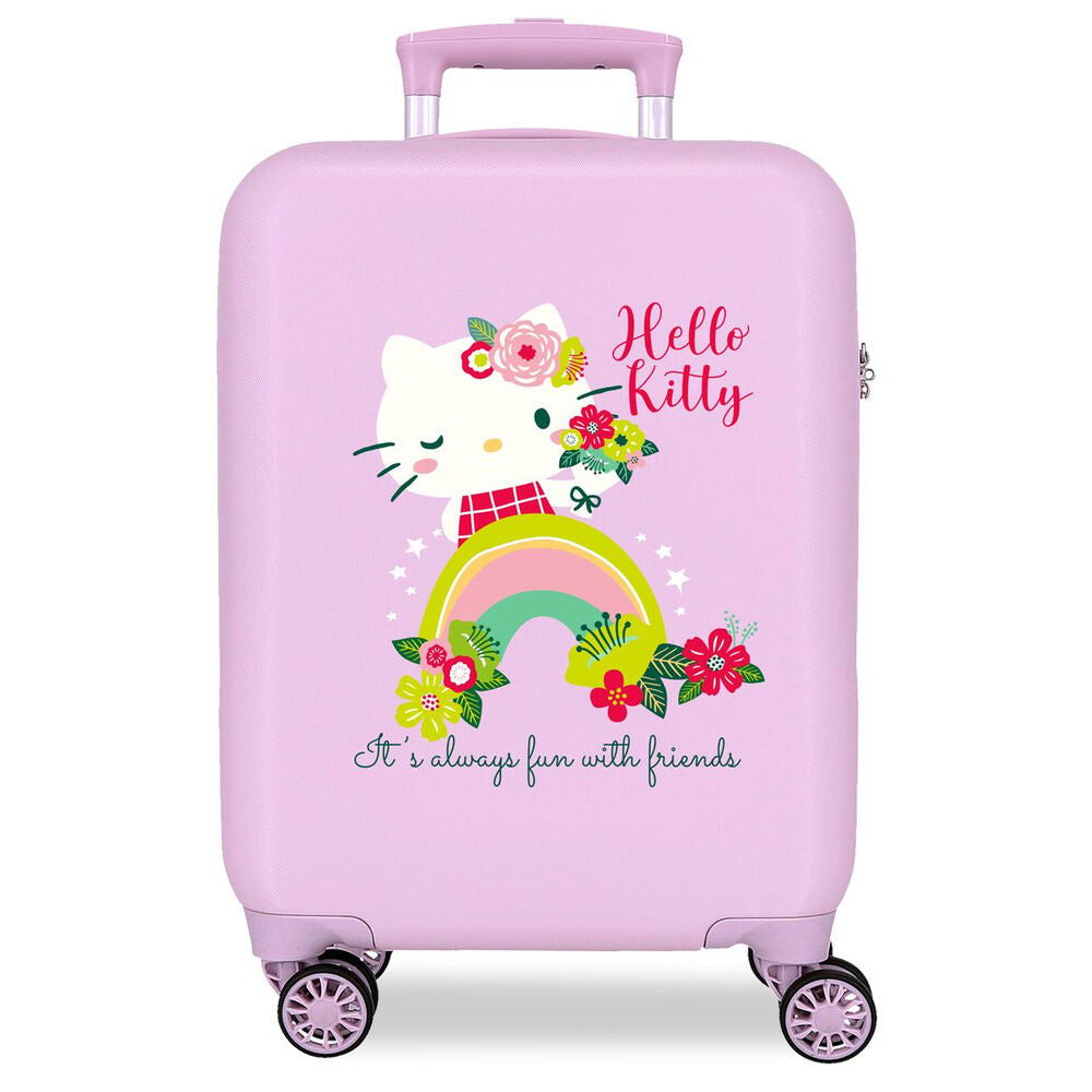 Maleta trolley rosa de 50 cm con diseño floral de Hello Kitty