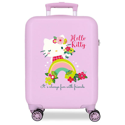 Maleta trolley rosa de 50 cm con diseño floral de Hello Kitty