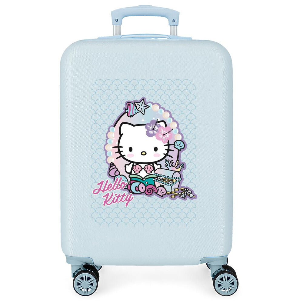 Maleta trolley azul claro Hello Kitty Mermaid de 55 cm con cuatro ruedas dobles