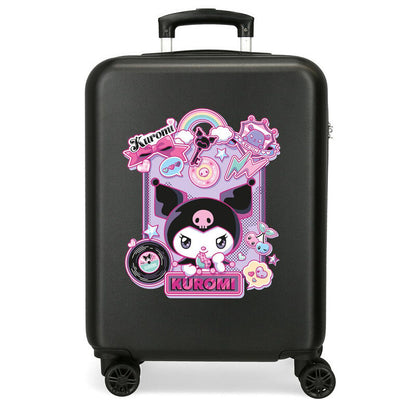 Maleta trolley ABS negra de Kuromi con cuatro ruedas dobles