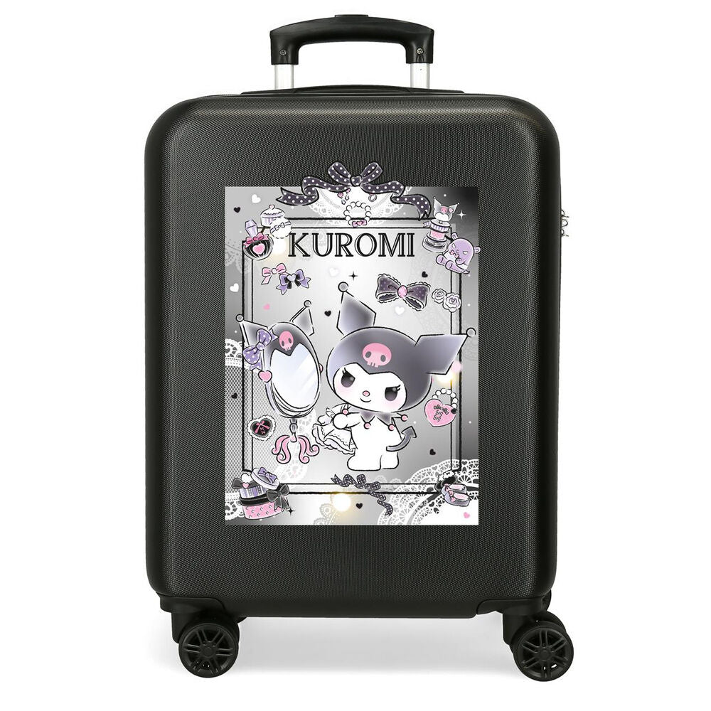 Maleta trolley ABS negra de 55 cm con diseño de Kuromi