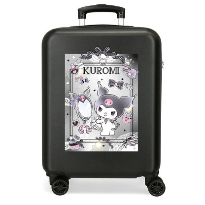 Maleta trolley ABS negra de 55 cm con diseño de Kuromi