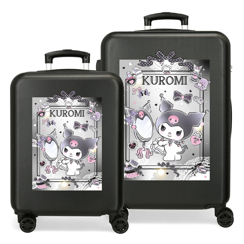 Set de dos maletas trolley negras Kuromi de ABS