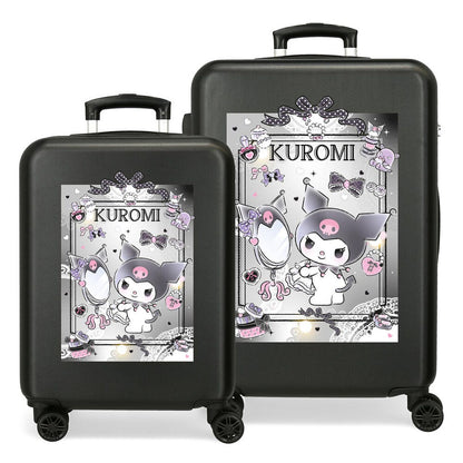 Set de dos maletas trolley negras Kuromi de ABS