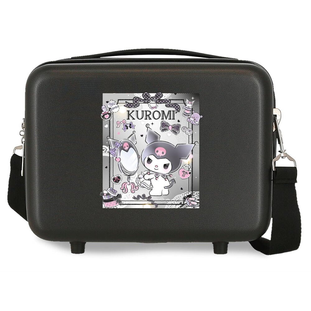 Neceser rígido negro de ABS con diseño frontal de Kuromi