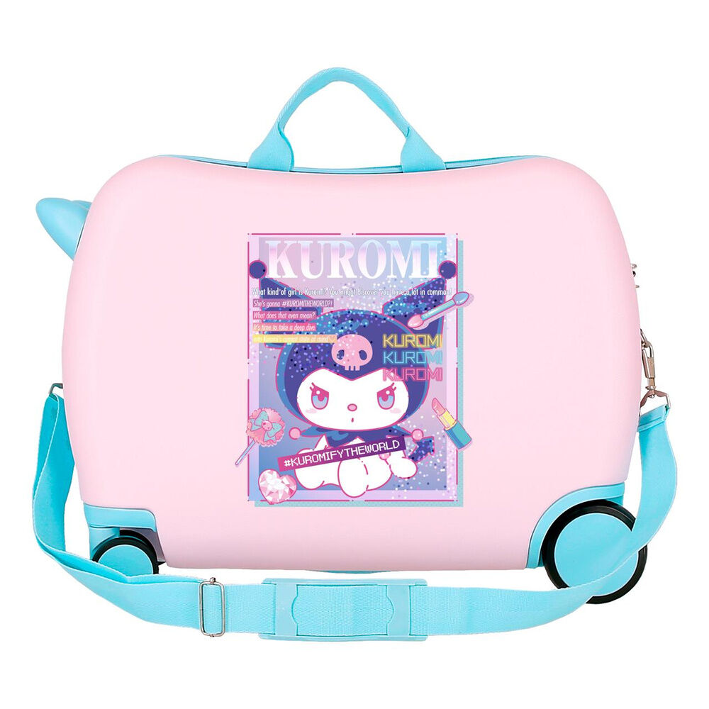 Maleta trolley rosa de ABS con diseño de Kuromi, ruedas turquesas y correa ajustable - 3