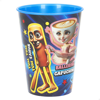Vaso STOR de plástico azul Italian Brainrot con TUM TUM SAHUR y BALERINA CAPUCHINA