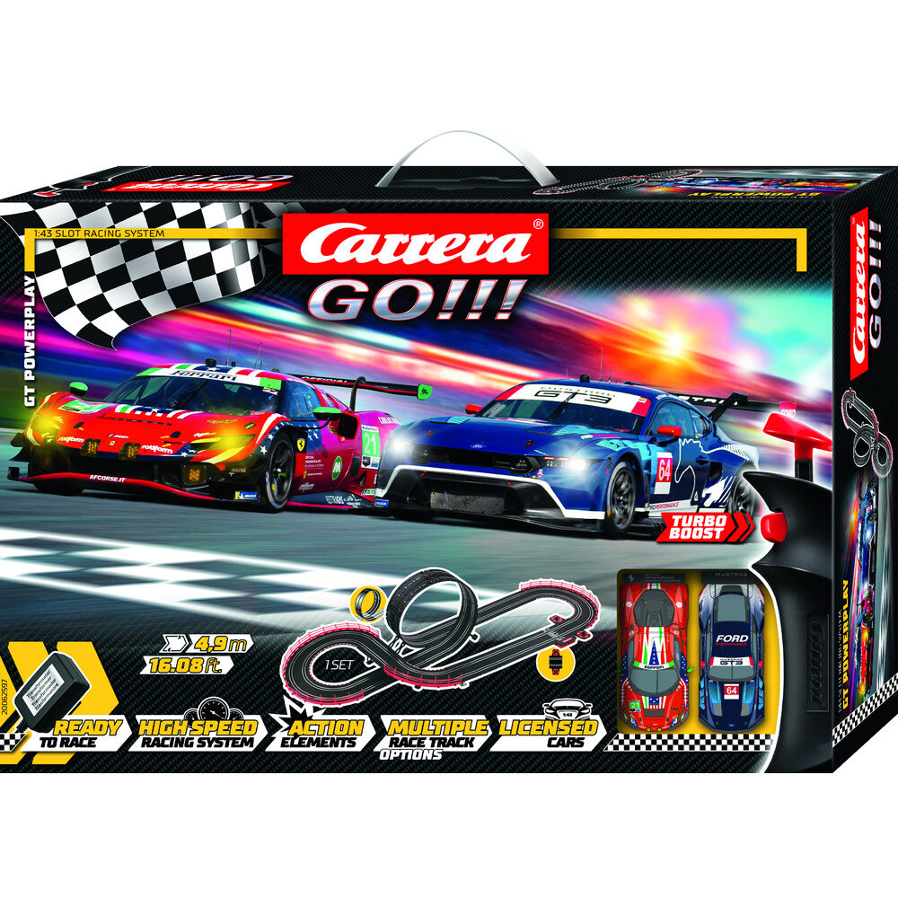 Circuito Carrera GO!!! GT Powerplay con Ford Mustang GT3 y Ferrari 296 GT3