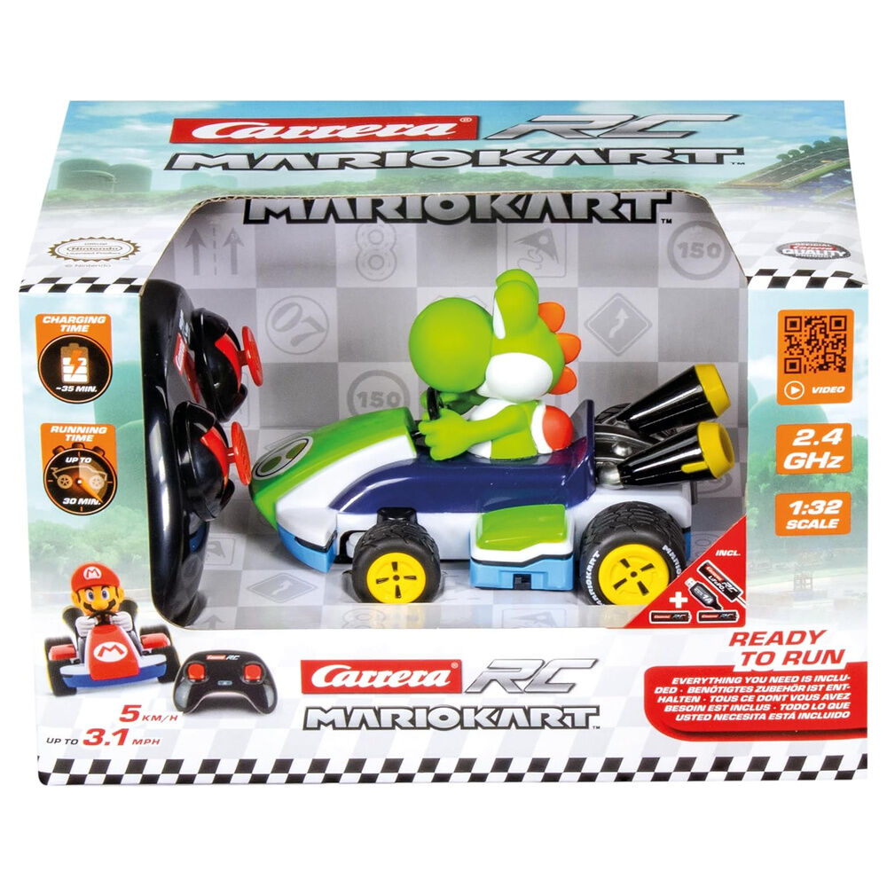 Coche radio control Carrera RC de Yoshi en kart de Mario Kart