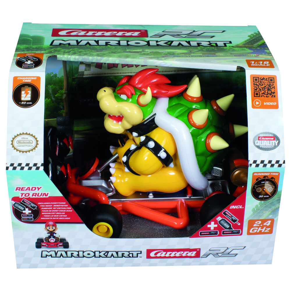 Coche RC CARRERA de Bowser de Mario Kart a escala 1:18