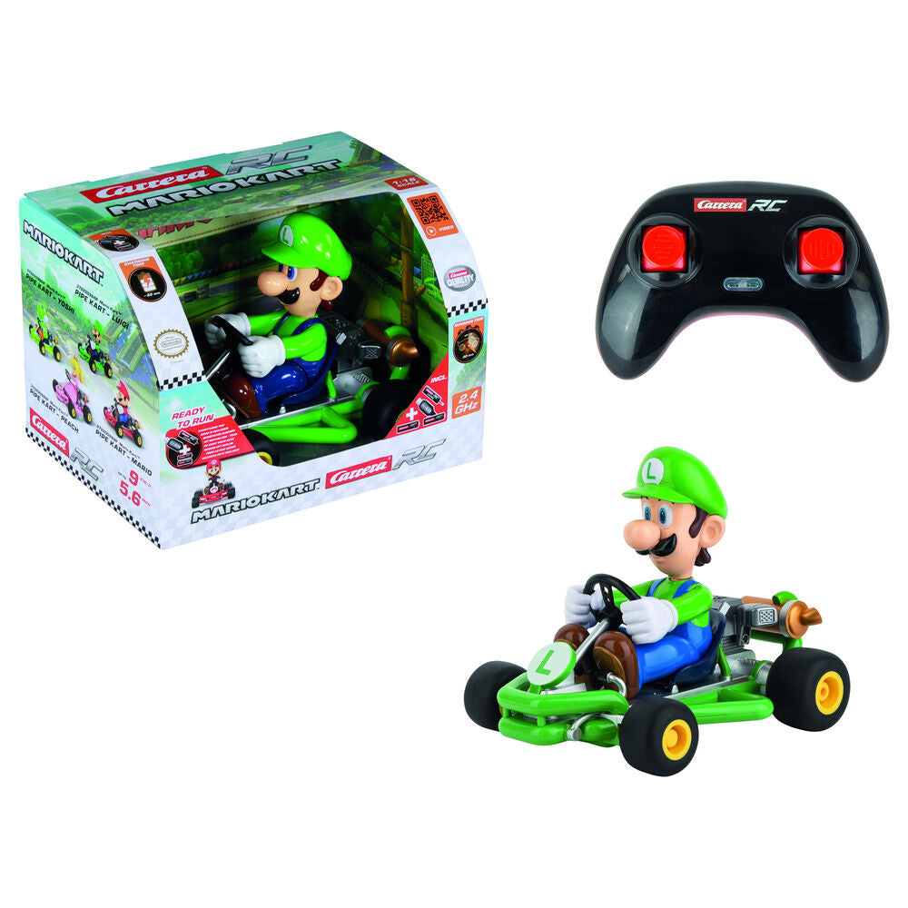 Coche radio control CARRERA RC de Luigi en su kart verde de Mario Kart