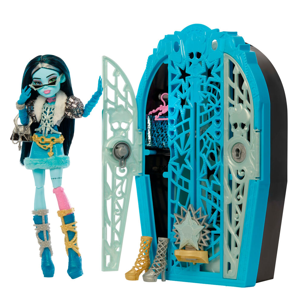 Muñeca Frankie Monster High con armario turquesa y accesorios
