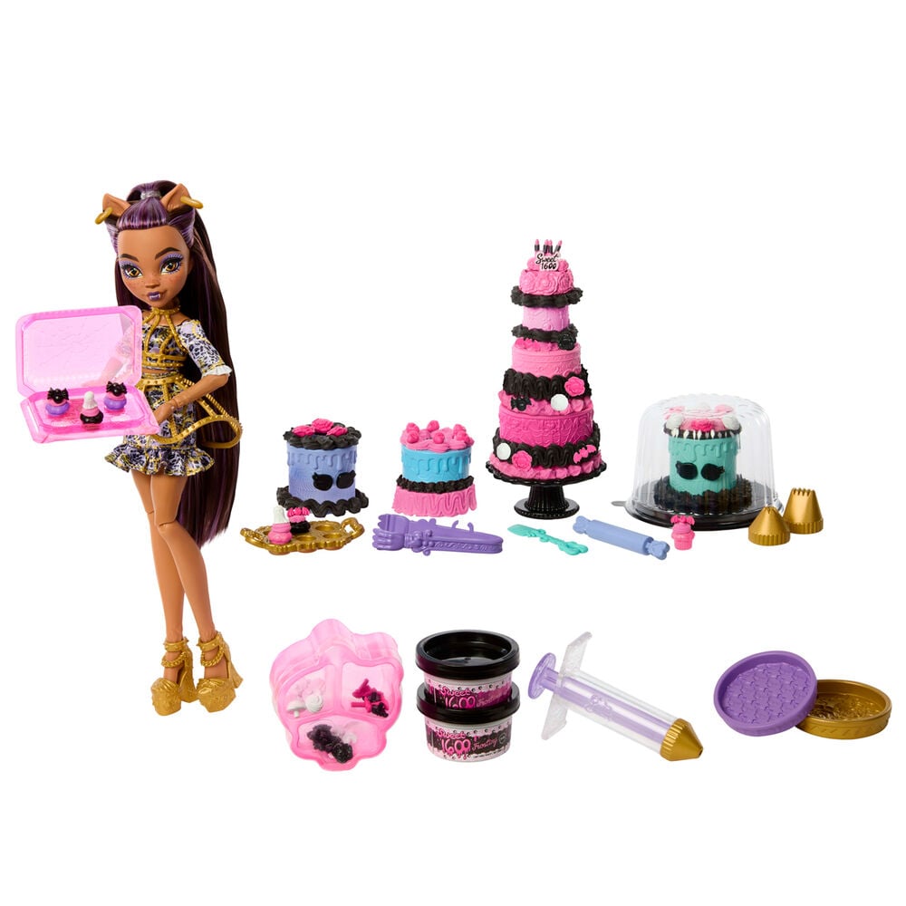 Muñeca Clawdeen Wolf con kit de pastelería y accesorios Monster High