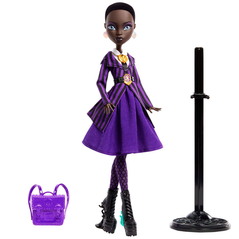 Muñeca Bianca Barclay Wednesday de Monster High con vestido morado y bolso - 3
