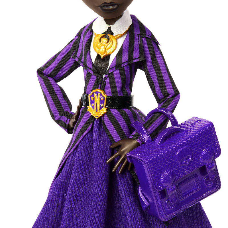 Muñeca Bianca Barclay Wednesday de Monster High con vestido morado y bolso - 2