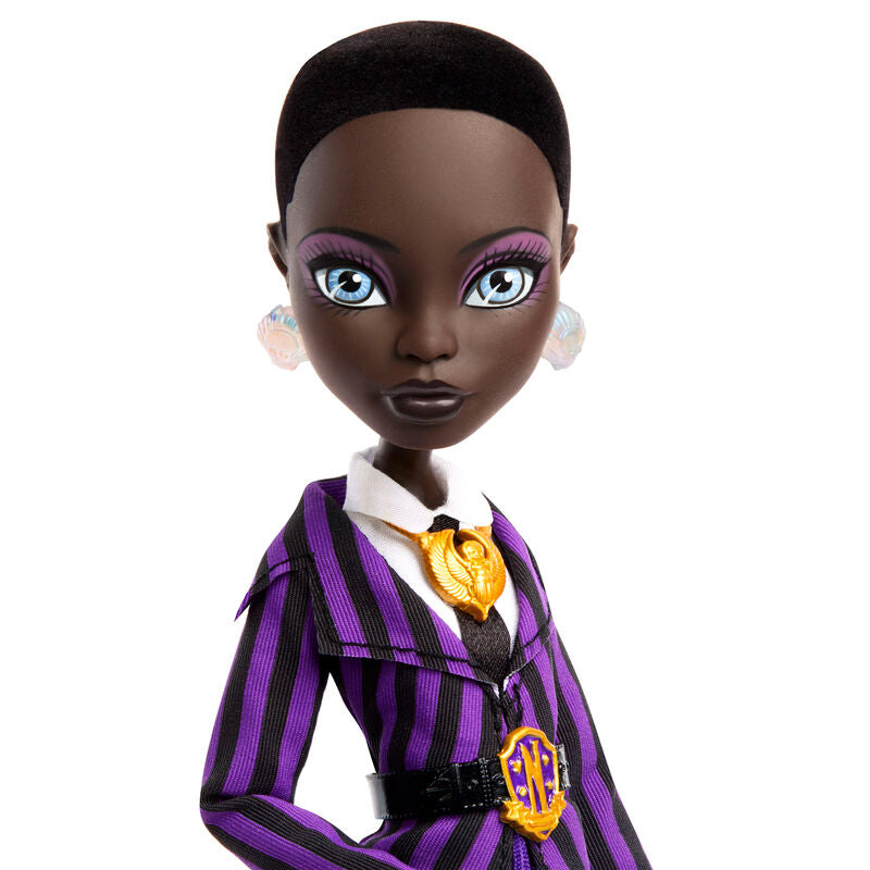 Muñeca Bianca Barclay Wednesday de Monster High con vestido morado y bolso - 5