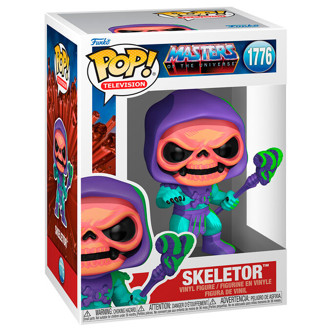 Figura Funko POP! de Skeletor con capucha morada y bastón - 2