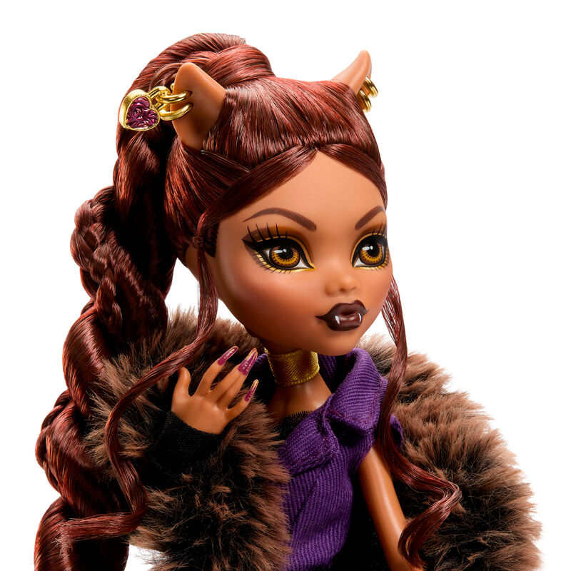 Muñeca Clawdeen Wolf Deluxe Monster High con abrigo, bolso y soporte - 5