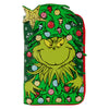 Cartera Loungefly de El Grinch con árbol navideño y adornos de colores