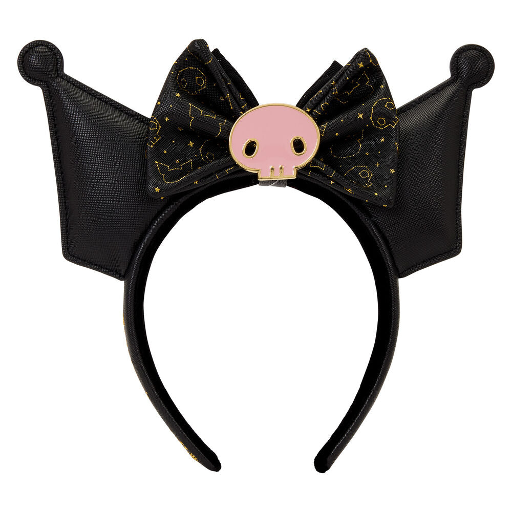 Diadema negra de orejas Kuromi Hello Kitty Loungefly con lazo dorado
