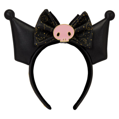 Diadema negra de orejas Kuromi Hello Kitty Loungefly con lazo dorado