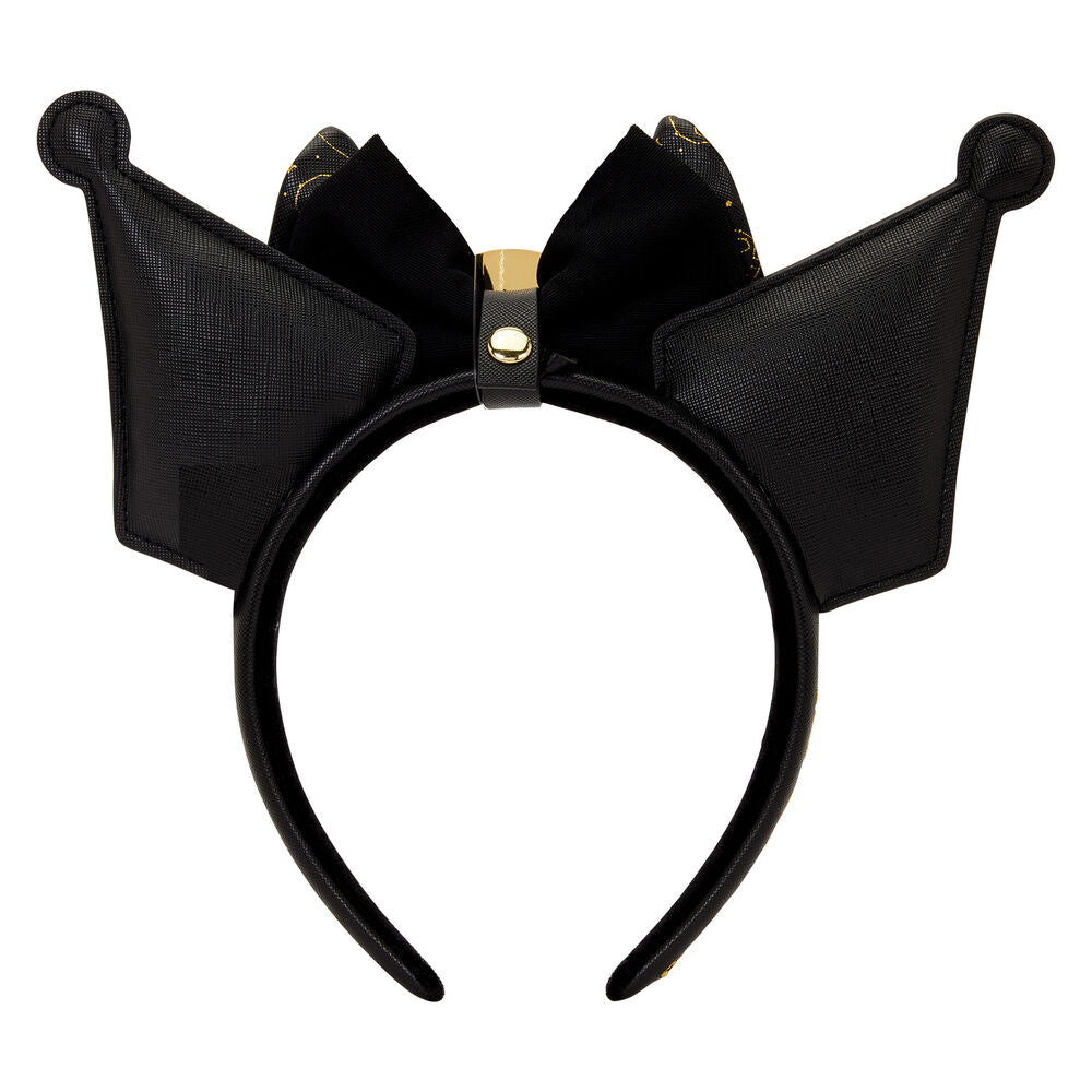 Diadema negra de orejas Kuromi Hello Kitty Loungefly con lazo dorado - 4