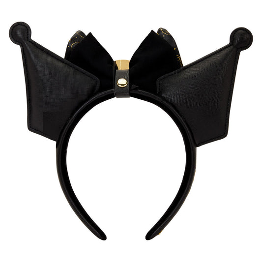 Diadema negra de orejas Kuromi Hello Kitty Loungefly con lazo dorado - 4