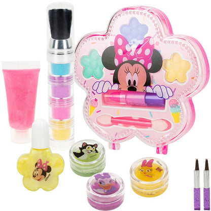 Set de maquillaje infantil Minnie Disney con sombras, labios, esmalte y pinceles - 2