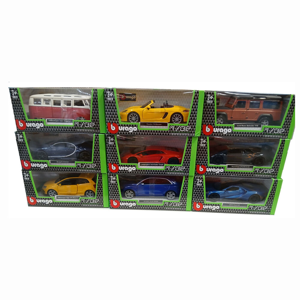 Coches clásicos y deportivos Bburago a escala 1:32 en cajas