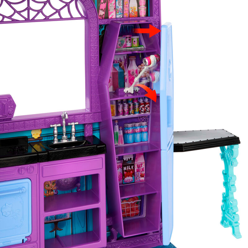 Hotel Buuuutique Monster High, casa de muñecas plegable rosa y morada - 4