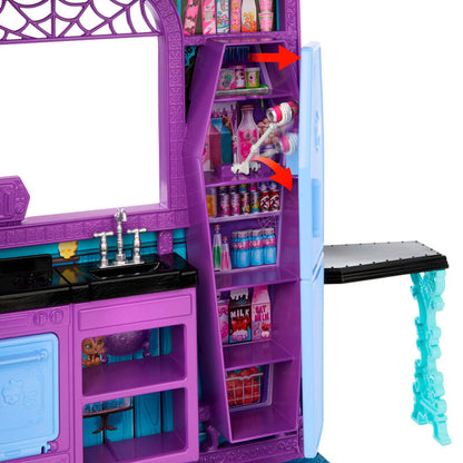 Hotel Buuuutique Monster High, casa de muñecas plegable rosa y morada - 4