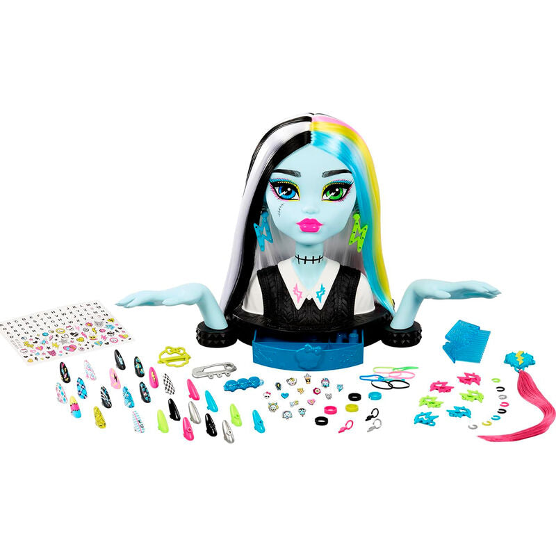Busto Styling Frankie Stein de Monster High con accesorios coloridos