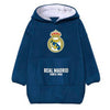 Bata sudadera oversize infantil Real Madrid azul marino con capucha y bolsillo delantero