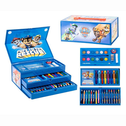 Maletín de papelería coloreable Paw Patrol CERDÁ con pinturas, rotuladores y lápices de colores