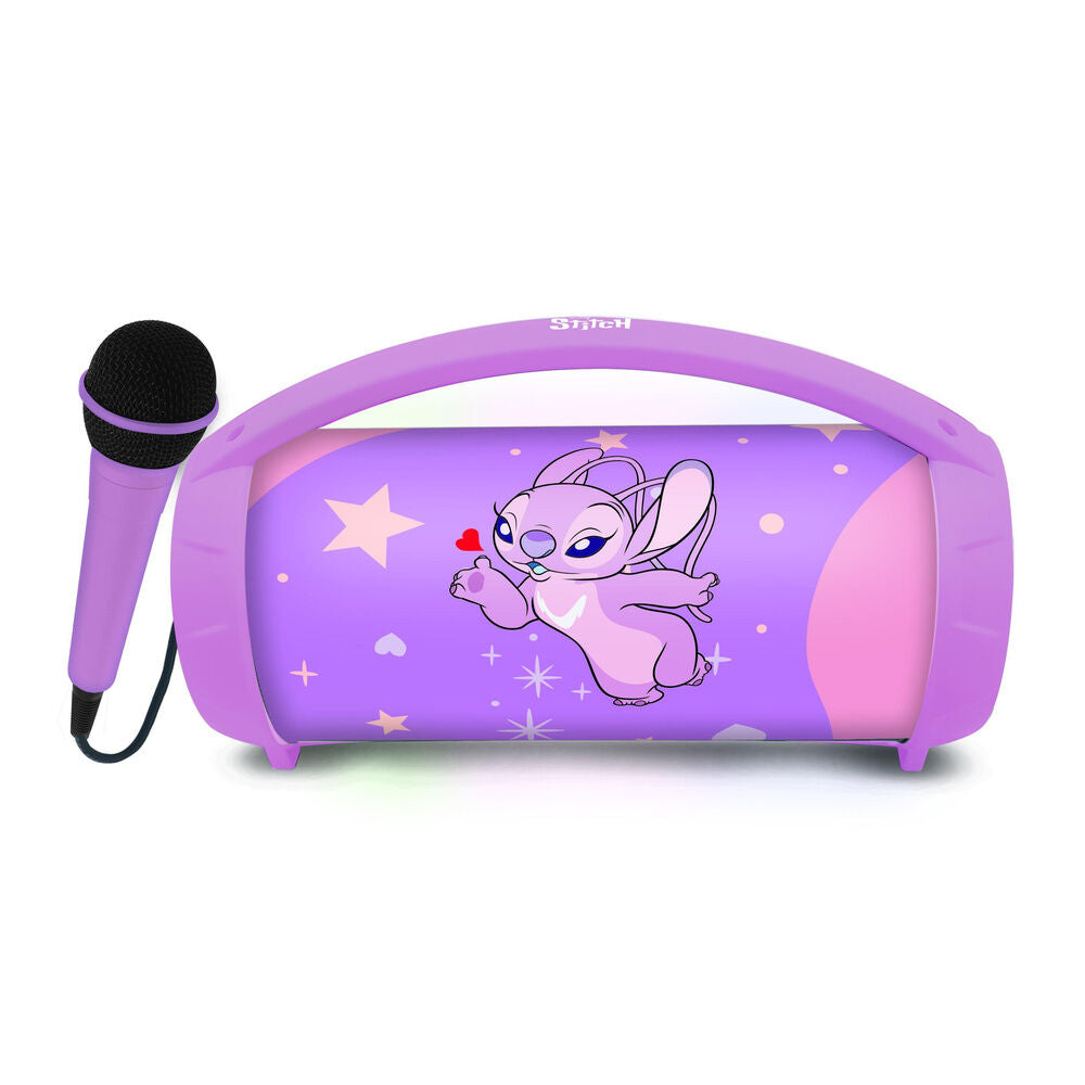 Altavoz Bluetooth morado Angel Stitch Disney con micrófono