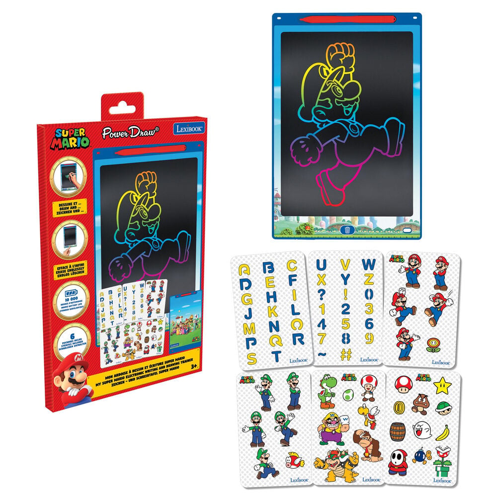 Tableta de tinta electrónica LEXIBOOK Super Mario Bros con lápiz óptico y plantillas